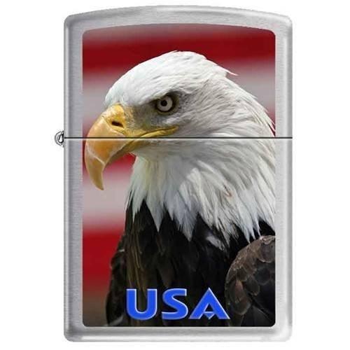 Zippo Lighter - American Eagle USA  Brushed Chrome