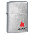 Zippo Lighter - Zippo Logo with Flame Herringbone Sweep Zippo Zippo   