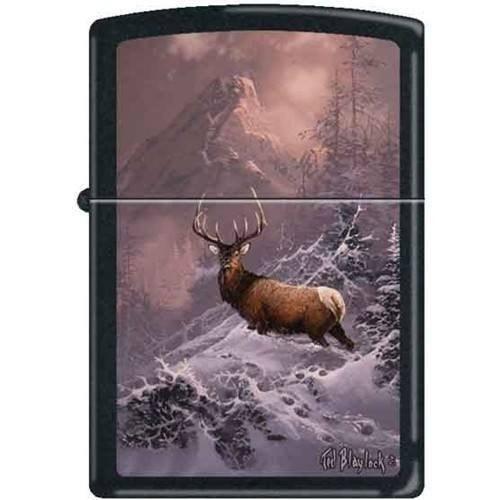 Zippo Lighter - Blaylock The Lone Bull Elk Black Matte