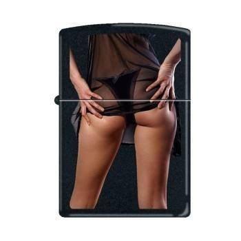Zippo Lighter - Sexy Girl with Black Panties Black Matte