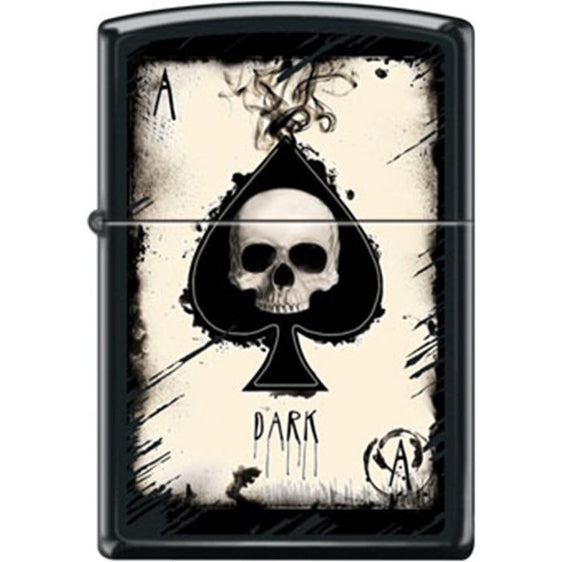 Zippo Lighter - Dark Ace Skull Black Matte Zippo Zippo   