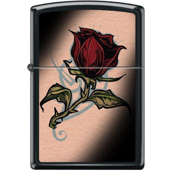 Zippo Lighter - Rose Tattoo Black Matte Zippo Zippo   
