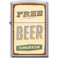 Zippo Lighter - Free Beer Tomorrow Street Chrome Zippo Zippo   