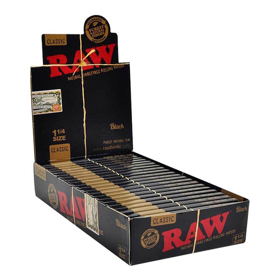 RAW Black Rolling Papers - 1¼ Cannabis Accessories Raw 24 Pack  