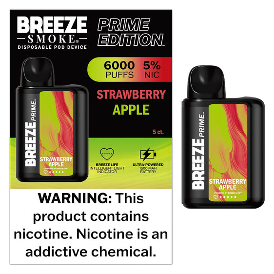 
Breeze Prime Disposable Vape - 6000 Puffs - Strawberry Apple