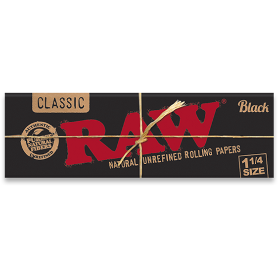 RAW Black Rolling Papers - 1¼ Cannabis Accessories Raw 6 Pack  