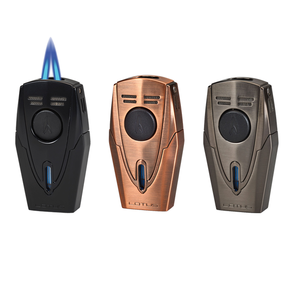 Lotus Fury Twin Point Flame Lighter w/ Punch Lighter Lotus   