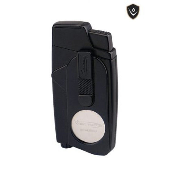 Vector Xcaliber Double Flame Lighter with Cutter Lighter Vector Black Matte  