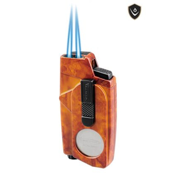 Vector Xcaliber Double Flame Lighter with Cutter Lighter Vector Mahogany Marble Lacquer  