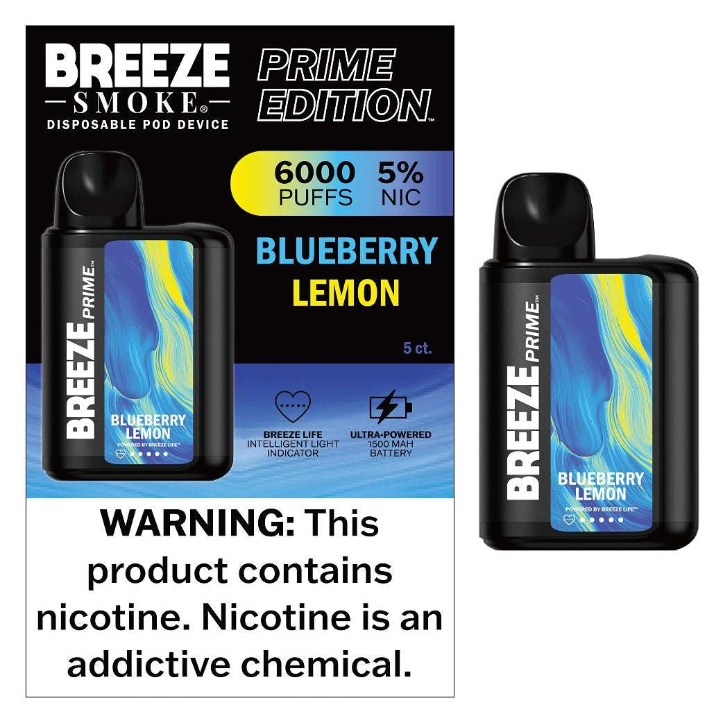 Breeze Prime Disposable Vape 6000 Puffs Lighter USA