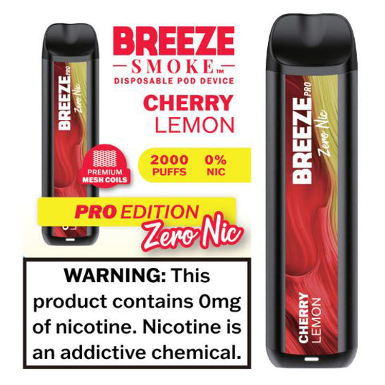 Breeze Pro Disposable Pod Vape Flavor - Cherry Lemon 0% Nic