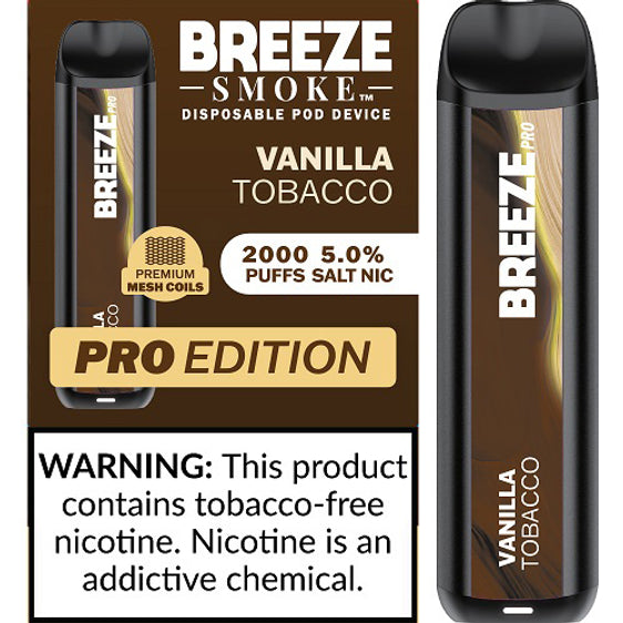Breeze Pro Disposable Pod Vape Flavor - Vanilla Tobacco