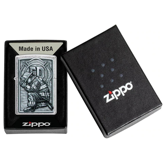 
Zippo Lighter - Kneeling Firefighter