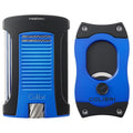 Colibri Metallic Daytona Lighter & S-Cut Cigar Cutter Gift Set Gift Set Colibri Metallic Blue & Black  