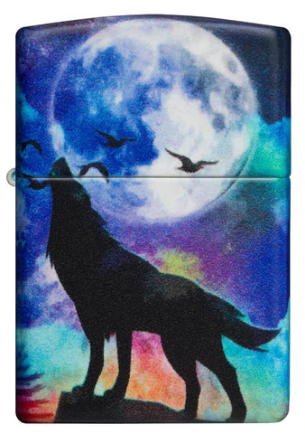 Zippo Lighter - Neon Wolf Howling