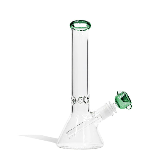 
Thick Beaker Water Pipe With Ice Pinch and Color Bowl 10 Inch - Jade Green