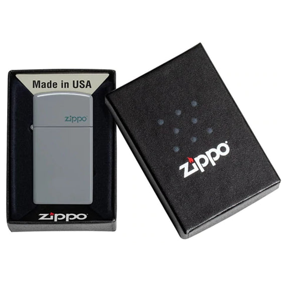 Zippo Lighter - Slim Flat Grey w/ Zippo Logo Zippo Zippo   