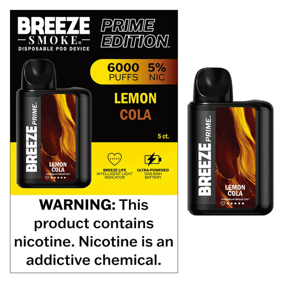 
Breeze Prime Disposable Vape - 6000 Puffs - Lemon Cola