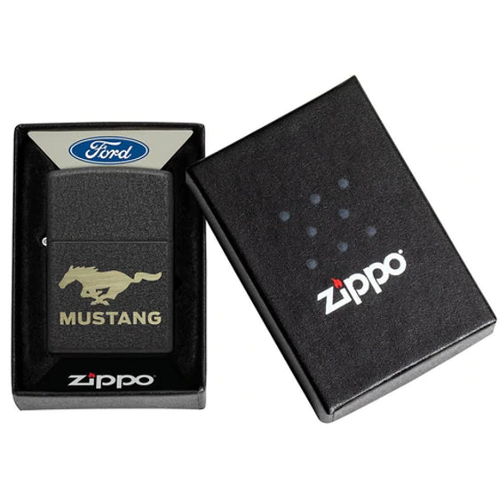 Zippo Lighter - Ford Mustang Black Crackle Zippo Zippo   