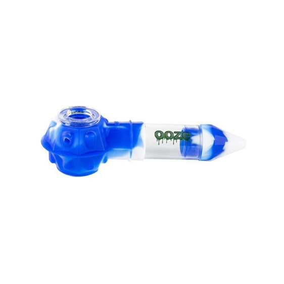 Ooze Bowser Silicone Glass Pipe Cannabis Accessories Ooze Blue White  