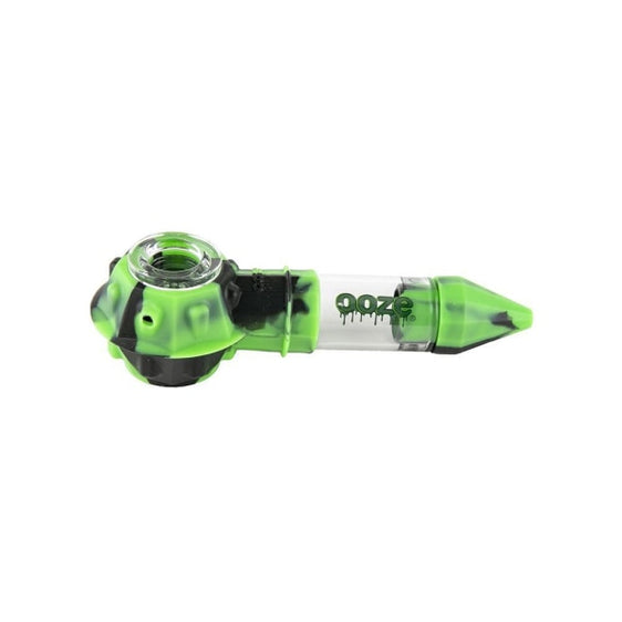 Ooze Bowser Silicone Glass Pipe Cannabis Accessories Ooze Green Black  