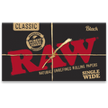RAW Black Single Wide Double Feed Rolling Papers Cannabis Accessories Raw 6 Pack  
