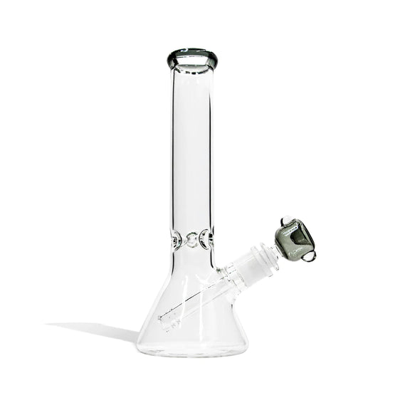 
Thick Beaker Water Pipe With Ice Pinch and Color Bowl 10 Inch - Smokey Gray