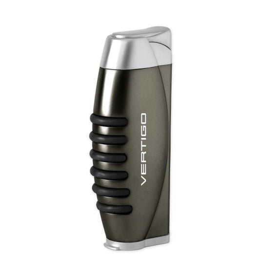 Vertigo Blitz Single Torch Lighter w/ Fold-Out Punch Lighter Vertigo Matte Gunmetal & Polished Chrome  