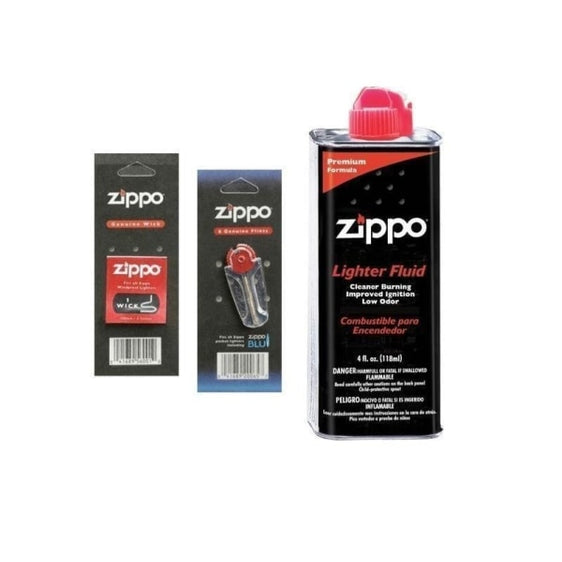 Zippo Combo Pack - 4 oz Fluid + 1 Wick + 1 Pack Flint Smoking Accessories Zippo Default Title  