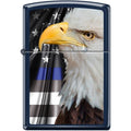 Zippo Lighter - Eagle w/ Flag Navy Blue Matte Zippo Zippo   