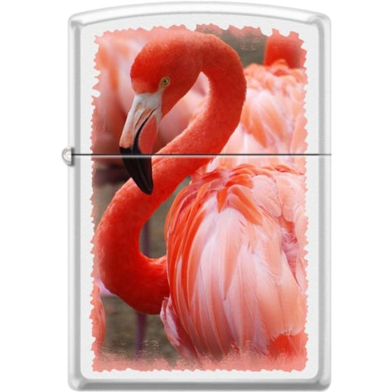 Zippo Lighter - Flamingo White Matte Zippo Zippo   