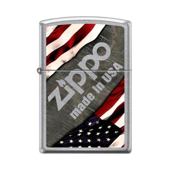 Zippo Lighter - Made In USA Logo Street Chrome Zippo Zippo   