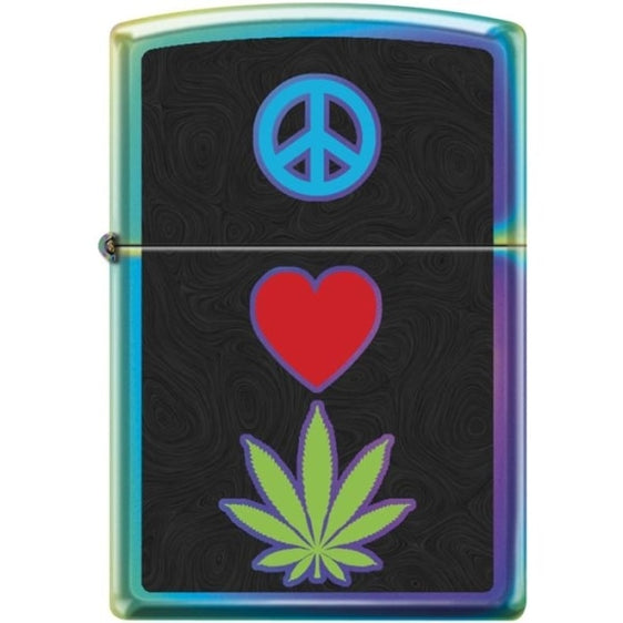 Zippo Lighter - Peace Pot Leaf Spectrum Finish Zippo Zippo   