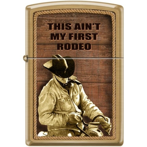 Zippo Lighter - This Ain't My First Rodeo Brushed Brass | Lighter USA