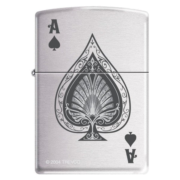 Zippo Ace design plank of spades on linen chrome finish