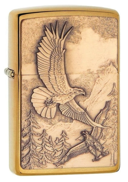 Zippo Lighter - Soaring Eagles Brushed Brass