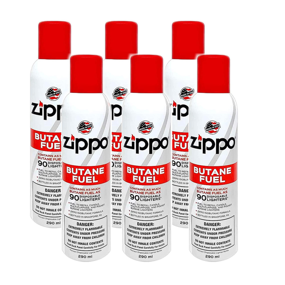 Zippo Butane Fuel 5.82 oz / 165 gr. Zippo Zippo 6 Pack  